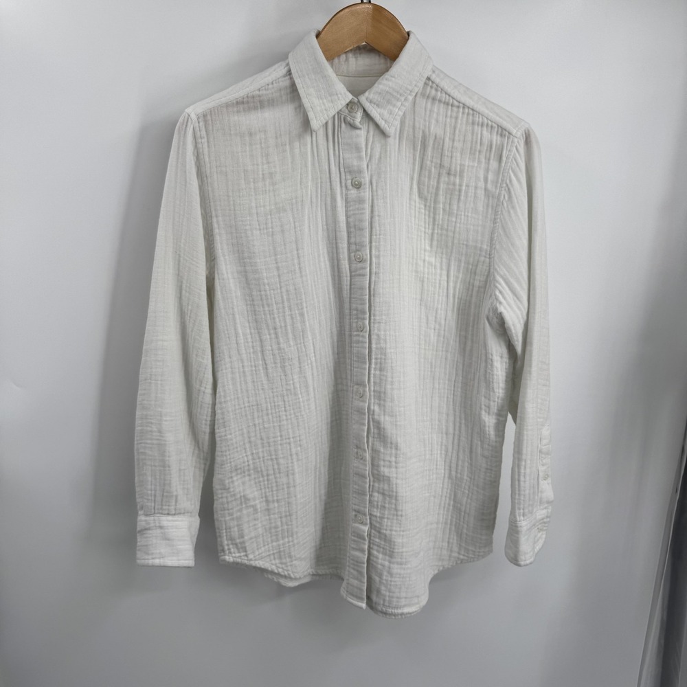 Wilfred Free Shirt Womens 2XS White Organic‎ Cotton Double Gauze Button Up